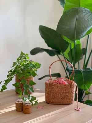 Bali Rattan Wave Handbag - Kauai