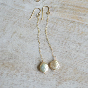 Champagne Pearl Chain Earrings