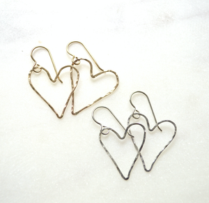 Mini Hammered Heart Earrings