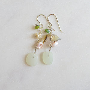 Opaque Sea Foam Glass Earrings