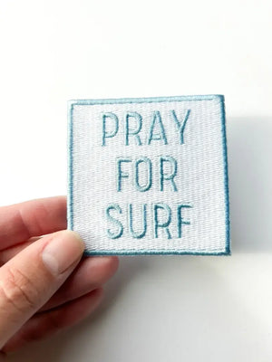 Blue Pray for Surf Embroidered Iron On Patch Hats & Clothing