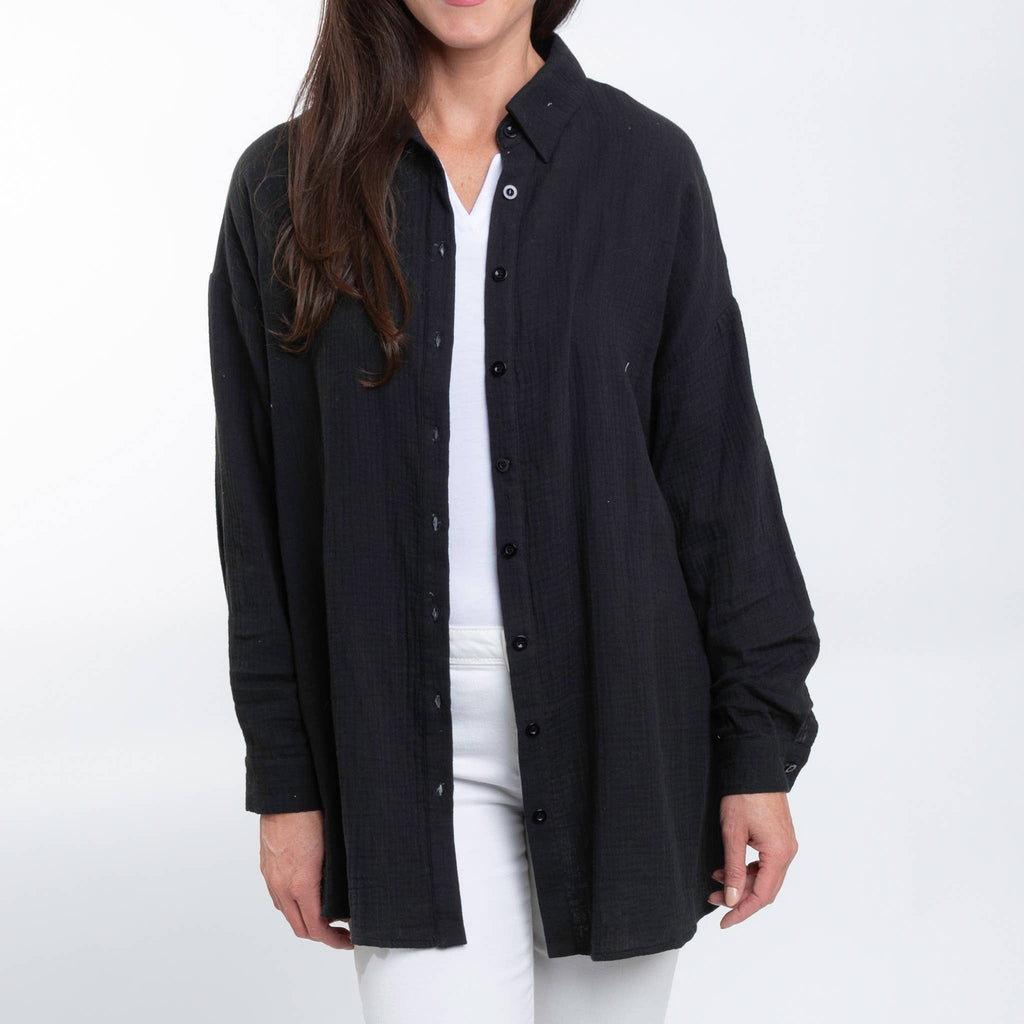 Aaliyah Gauze Long Sleeve Button Up Top