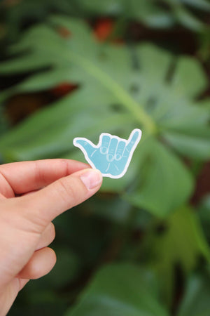 Teal - Hang Loose Hand Vinyl Sticker