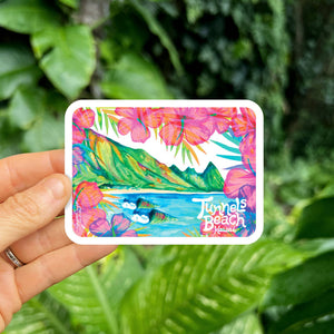 TUNNELS BEACH ALOHA SCENIC STICKER - LARGE