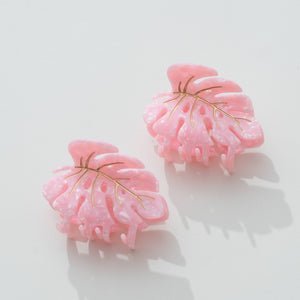Pink Monstera Claw Clip - Medium