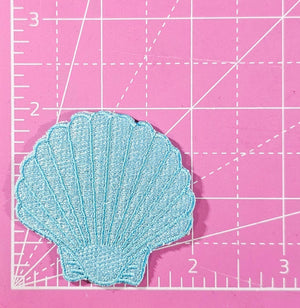 Seashell Blue Beach Embroidery Iron On Patch