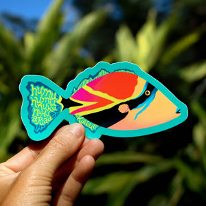 KAUAI HUMU HUMU TEAL STICKER - LARGE