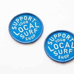 Support Your Local Surf Shop Iron on Patch - Blue & White