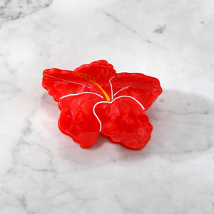 Red Hibiscus Hair Eco Friendly Clip Claw - Large