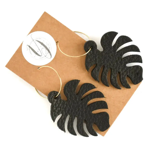 Leather Leaf Earrings w/ Gold filled