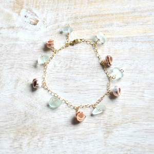 Puka Shell & Sea Glass Chain Bracelet