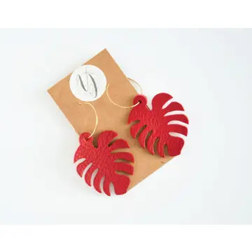 Leather Leaf Earrings w/ Gold filled