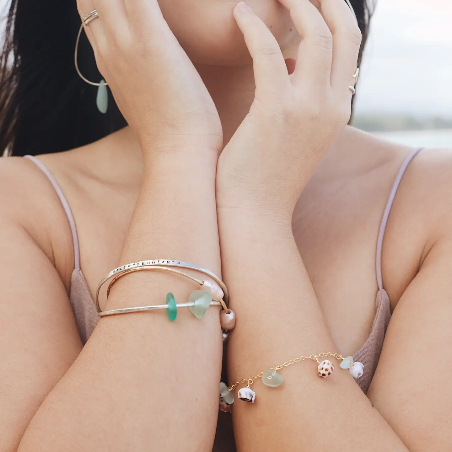 Puka Shell & Sea Glass Chain Bracelet