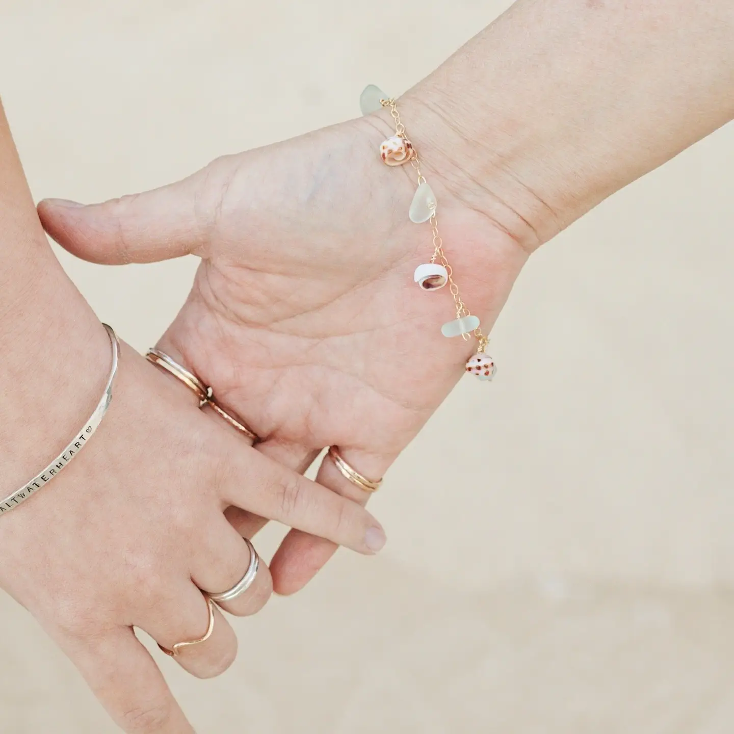 Puka Shell & Sea Glass Chain Bracelet