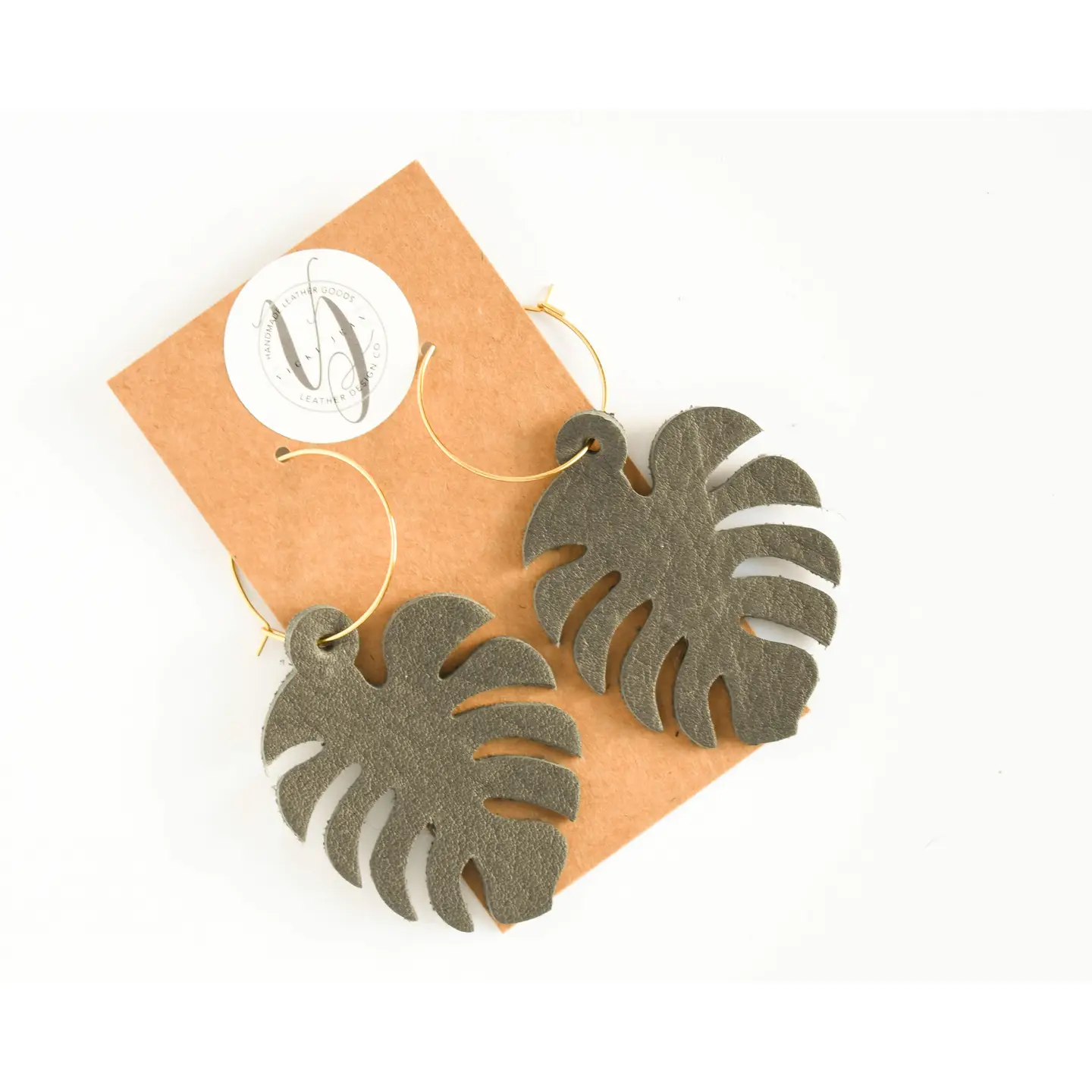 Leather Leaf Earrings w/ Gold filled