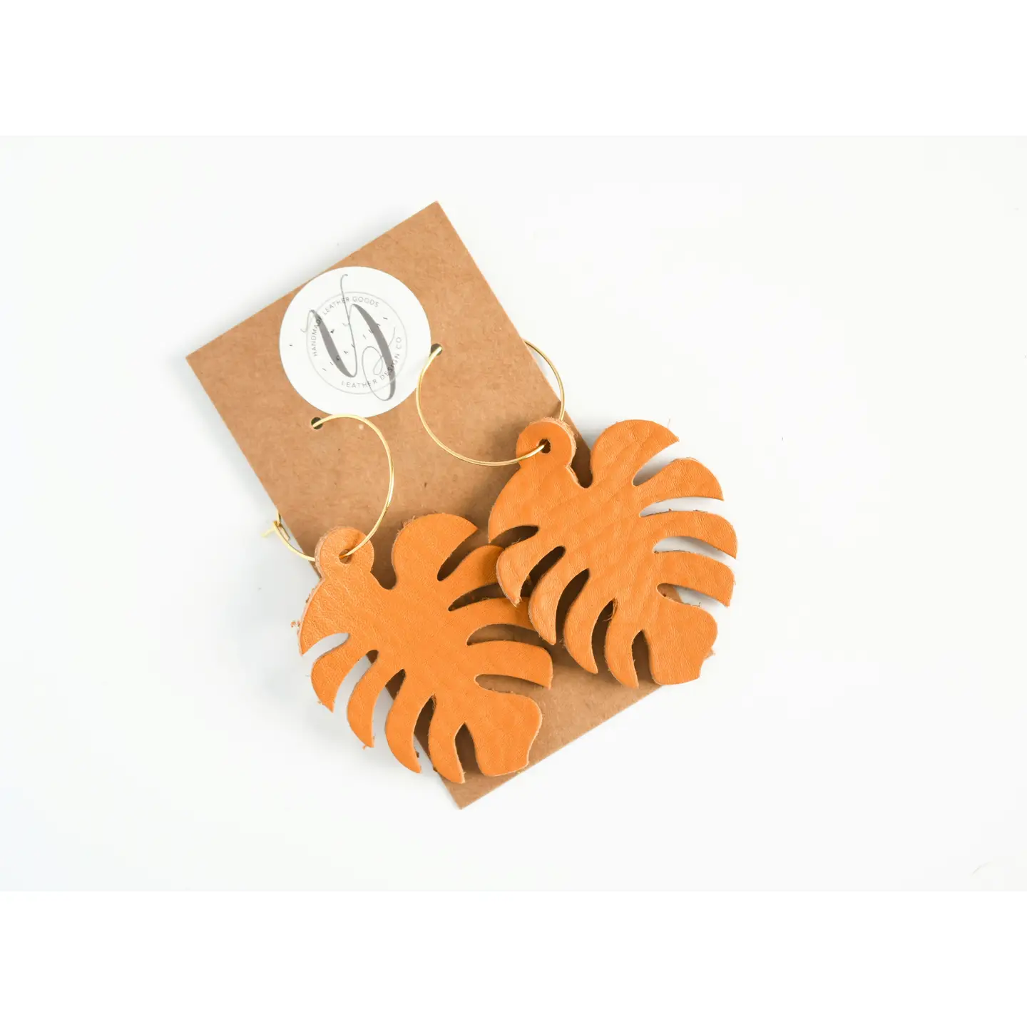 Leather Leaf Earrings w/ Gold filled